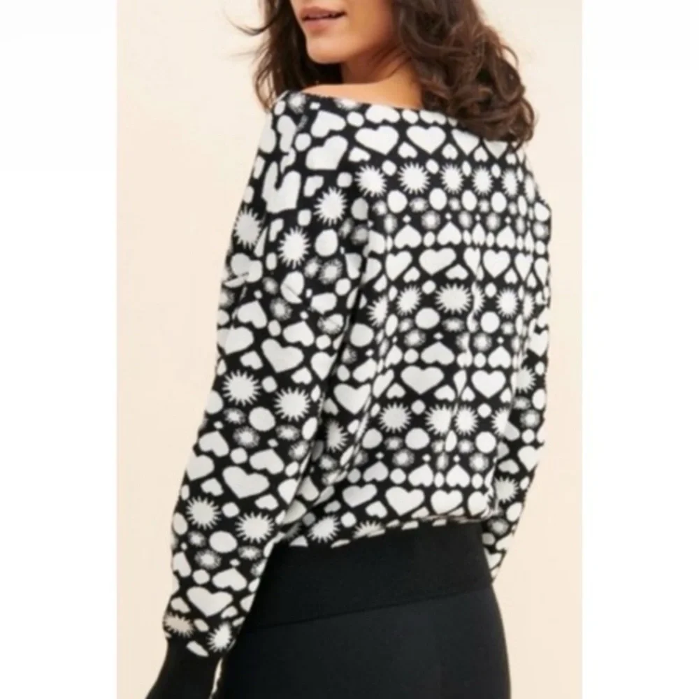 ⭐️ Maeve Anthropologie Sunshine in my Heart Cozy Sweater Black White Sun MEDIUM - Picture 8 of 14